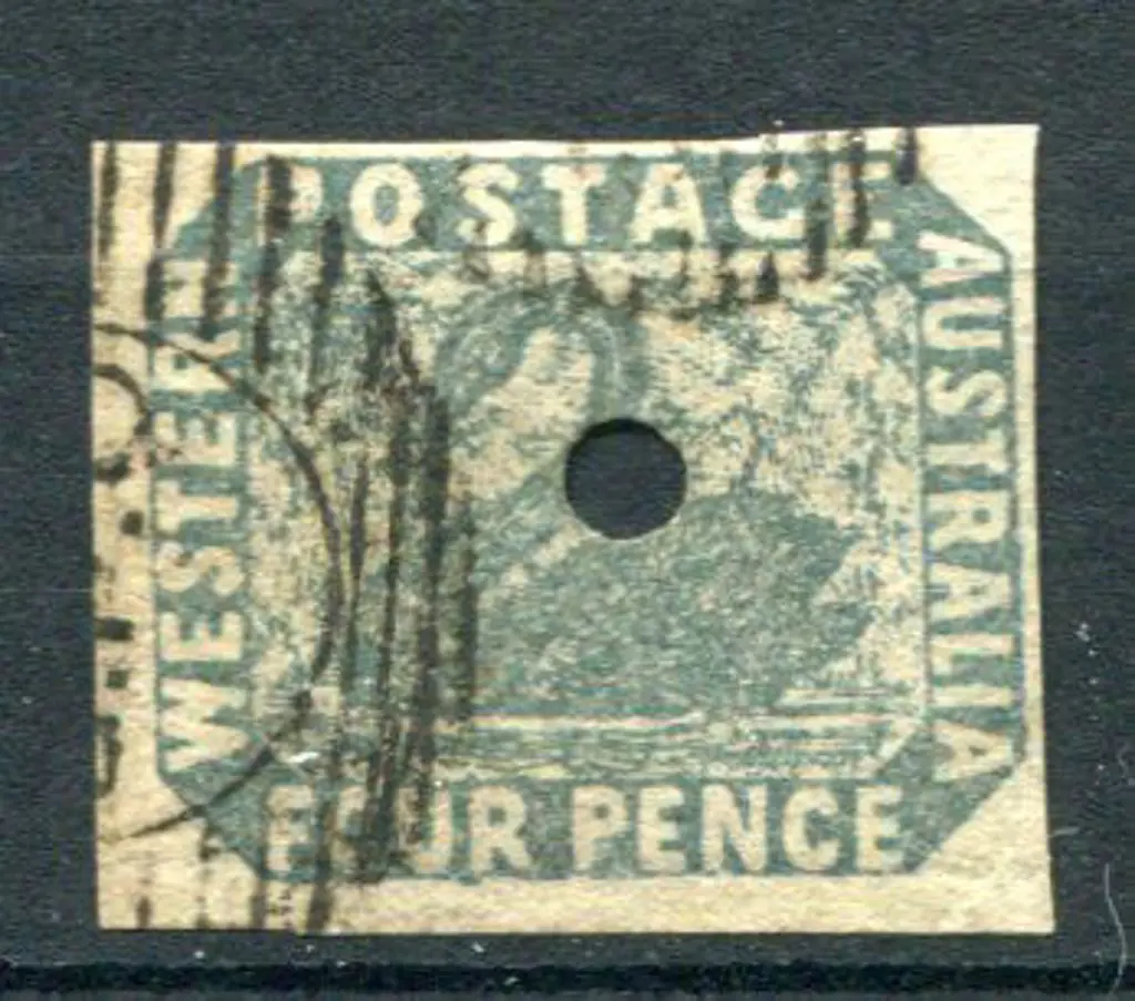 1854 4d slate-blue with 3mm commissariat puncture. ... Image 1++
