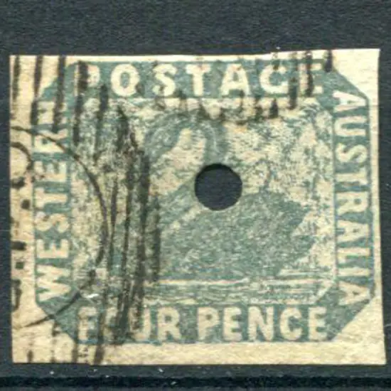 1854 4d slate-blue with 3mm commissariat puncture. ...