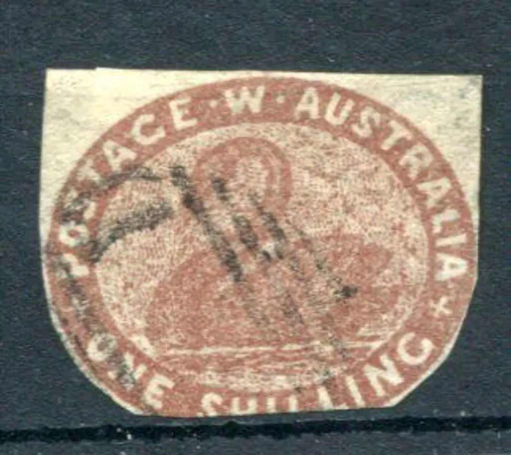 1854 1/- deep red-brown with top half cut square, ... Image 1++