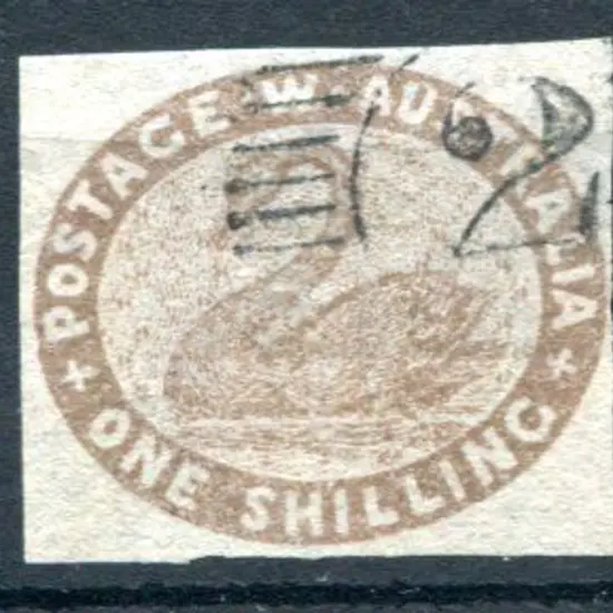 1854 1/- grey-brown with clear even margins. Fine ...