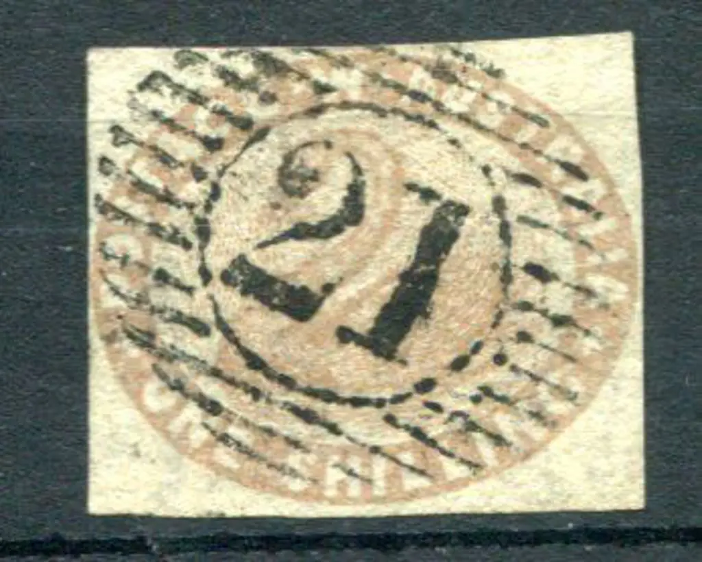 1854 1/- pale brown with 4 close but clear ... Image 1++