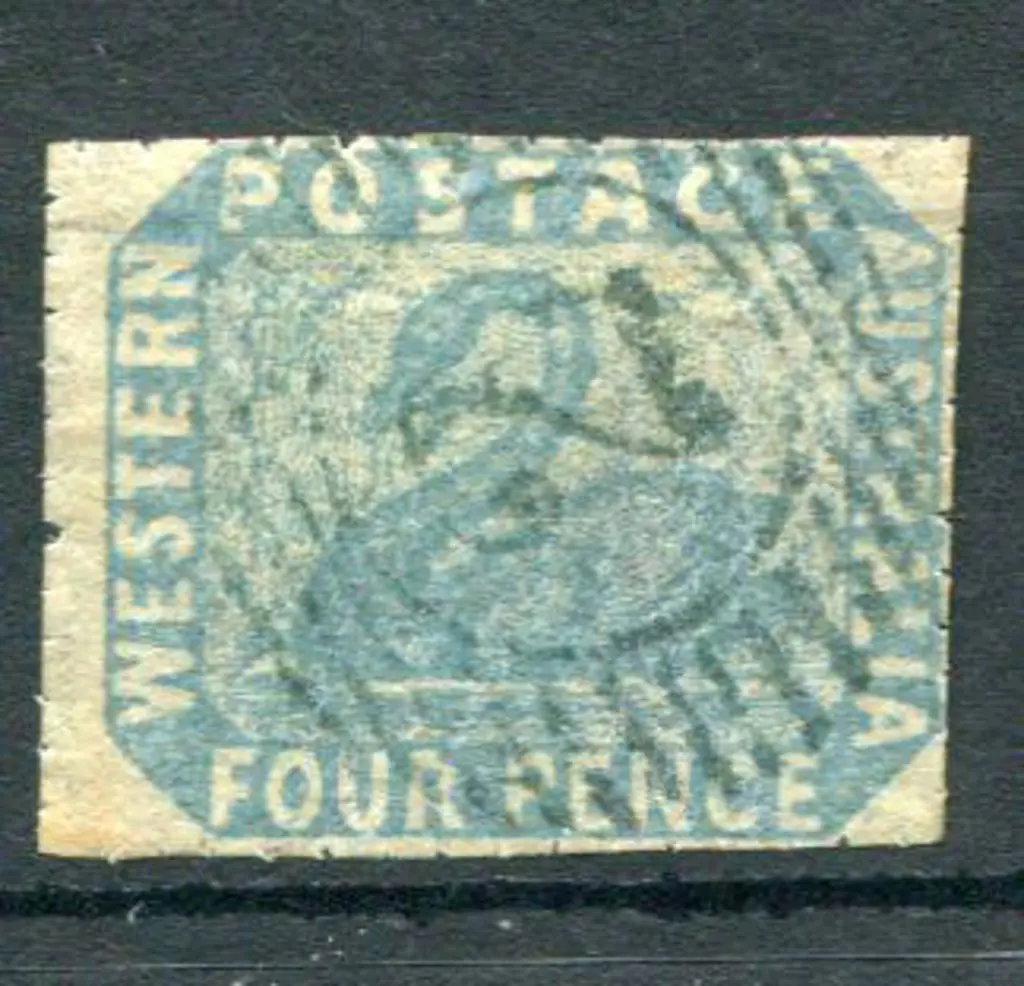 1854/55 4d blue clearly rouletted at top & left. ... Image 1++