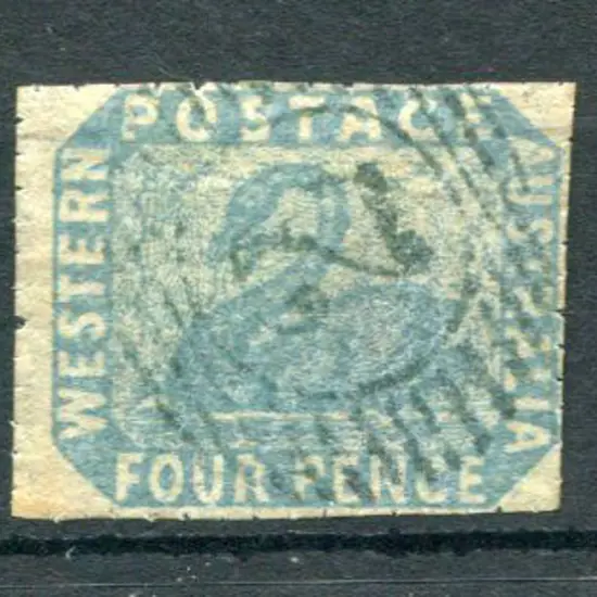 1854/55 4d blue clearly rouletted at top & left. ...