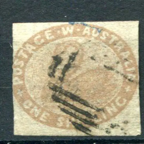 1854/55 1/- pale brown with traces of roulette. ...