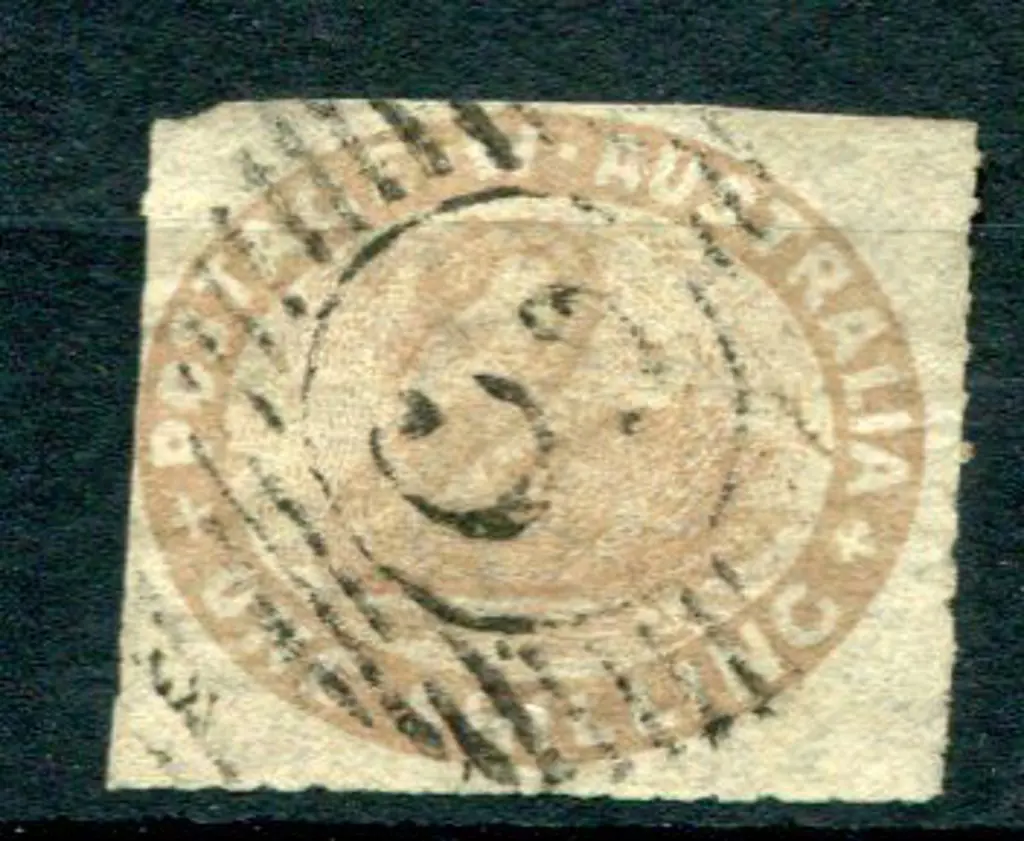 1854 1/- pale grey brown. Rouletted both sides & ... Image 1++