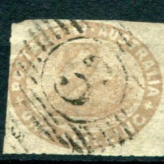 1854 1/- pale grey brown. Rouletted both sides & ...