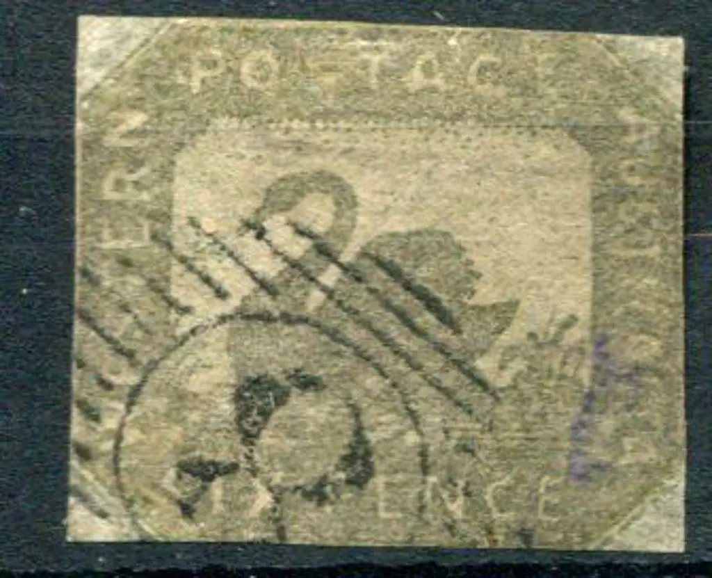 1857 6d black bronze imperf with close to touching ... Image 1++