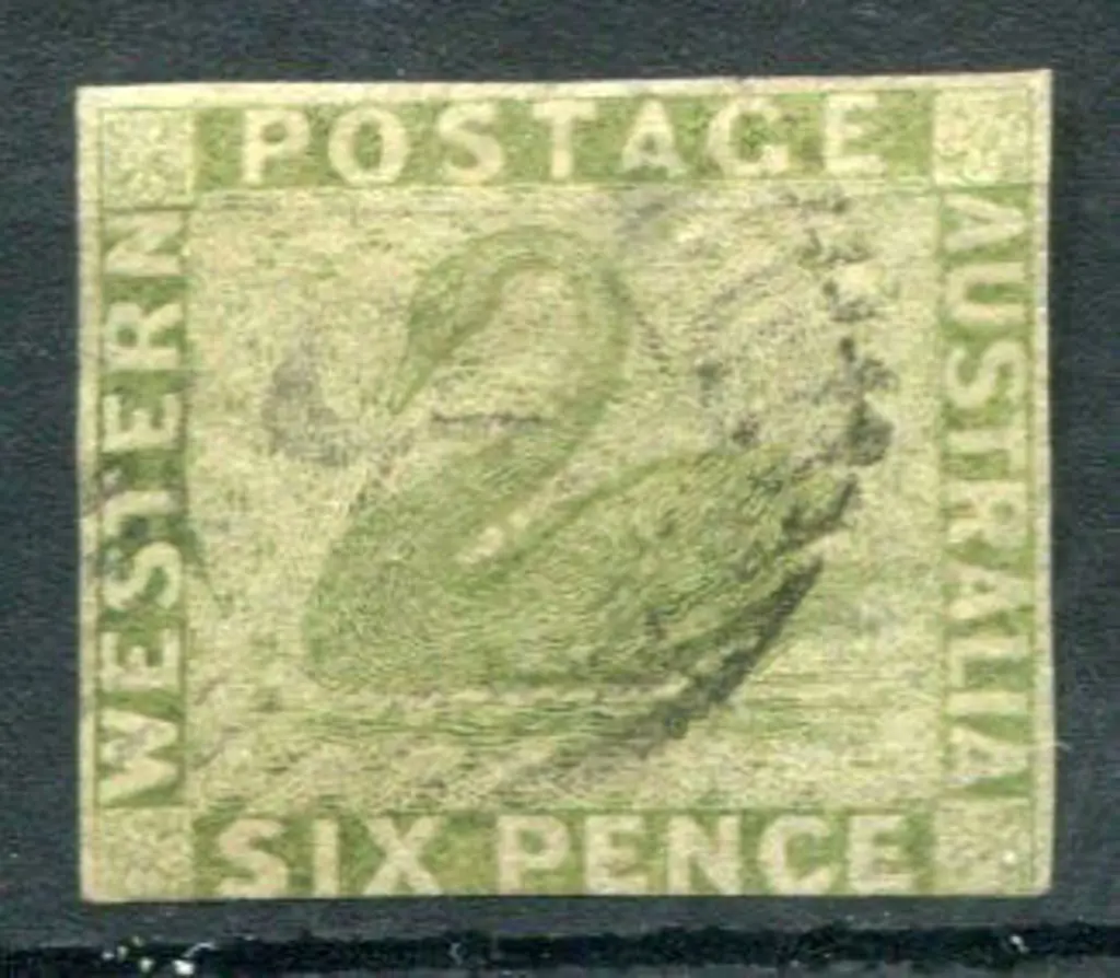 1860/64 6d sage-green with 3 close but clear ... Image 1++