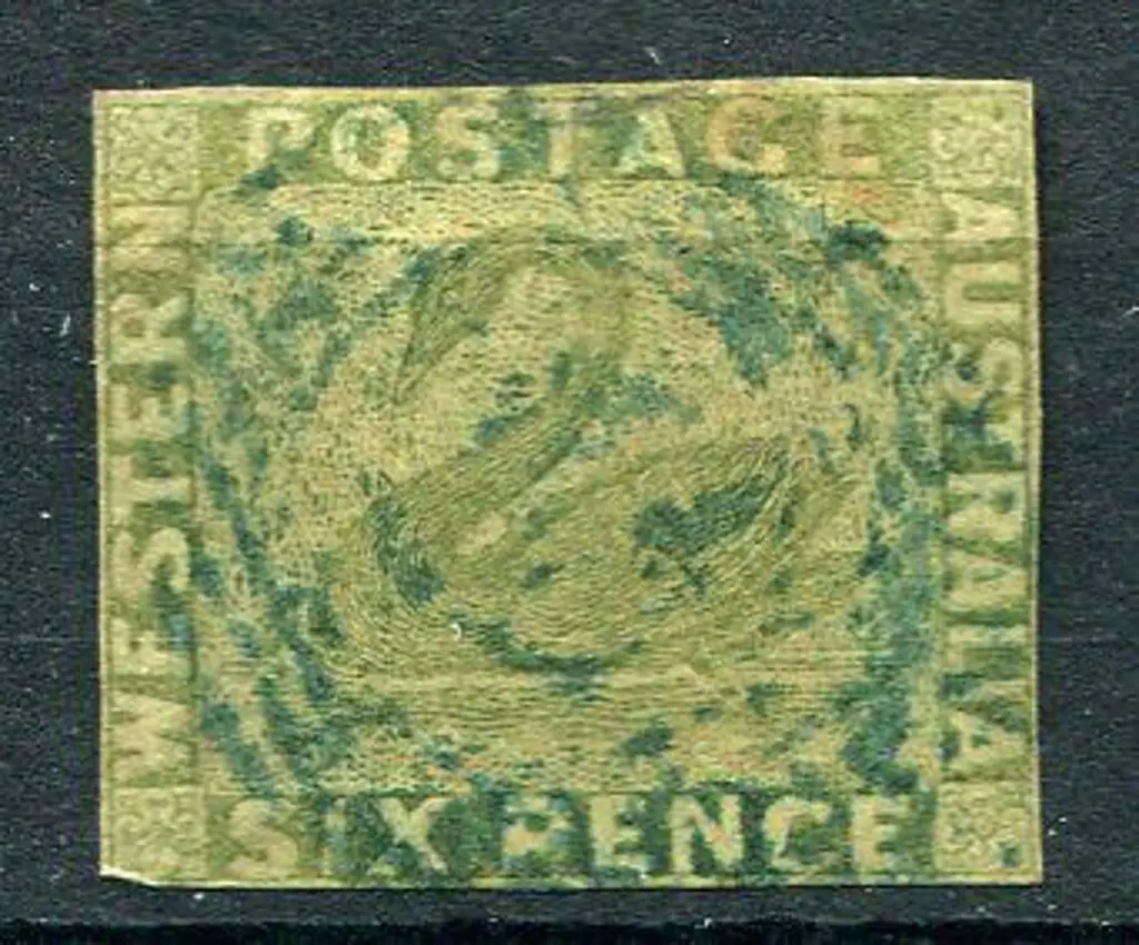 1860/64 6d sage-green with close to touching ... Image 1++