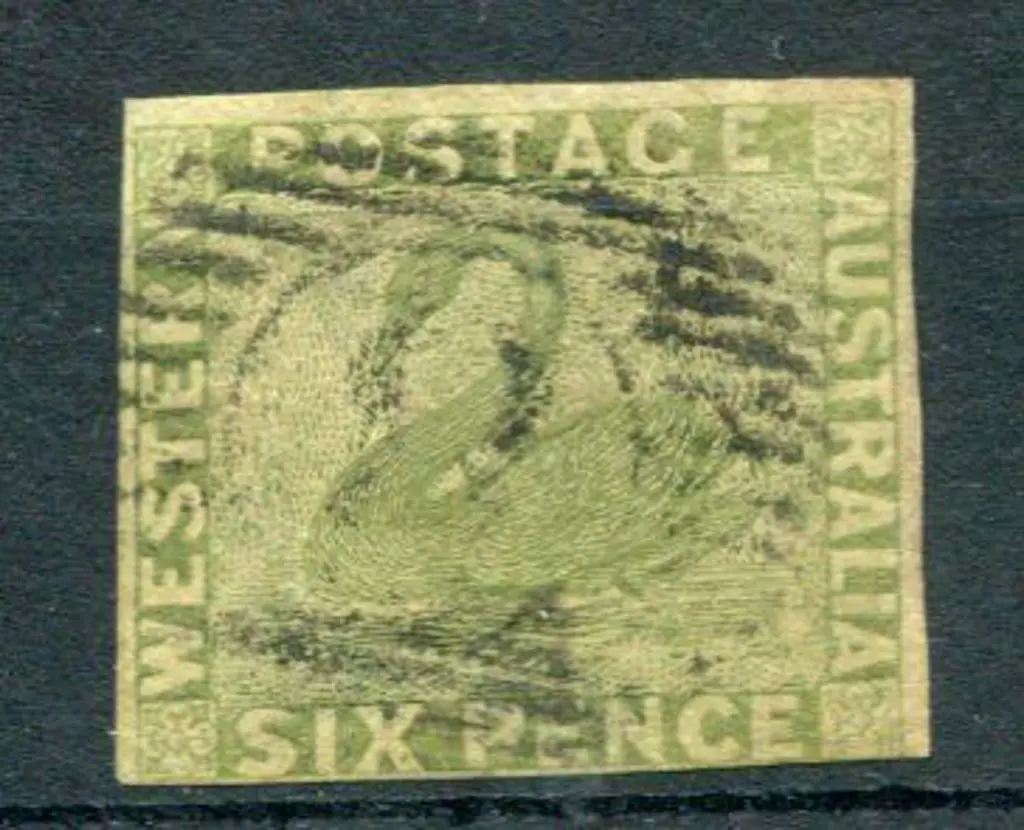 1861 6d sage-green with 4 good margins, only just ... Image 1++