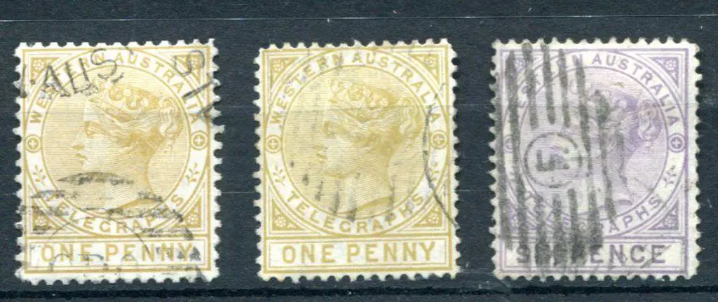1879 1d & 6d Telegraph set of 3 with 1d in both ... Image 1++