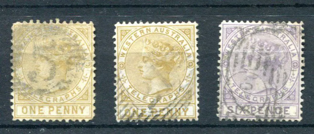 1879 1d & 6d Telegraph set of 3 with 1d in both ... Image 1++