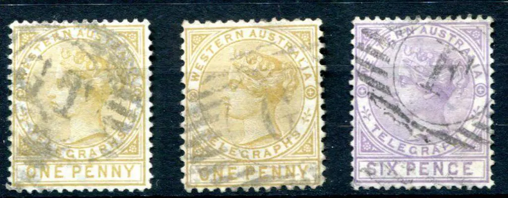 1879 1d & 6d Telegraph set of 3 as above but good ... Image 1++