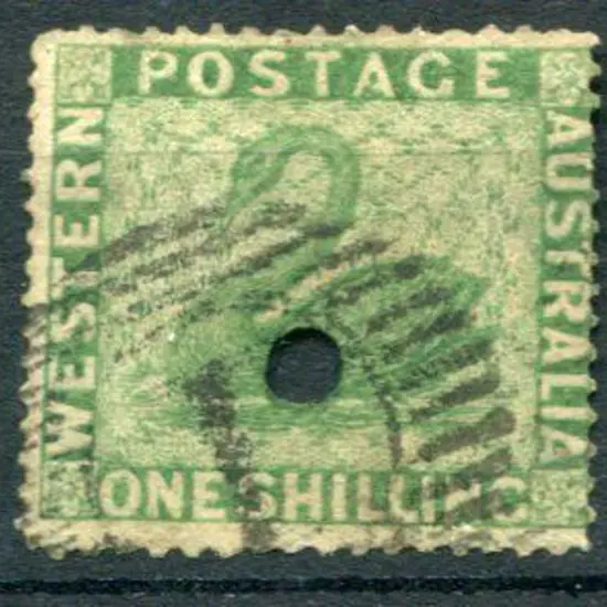 1861 1/- green, clean-cut perf.14-16 with small ...