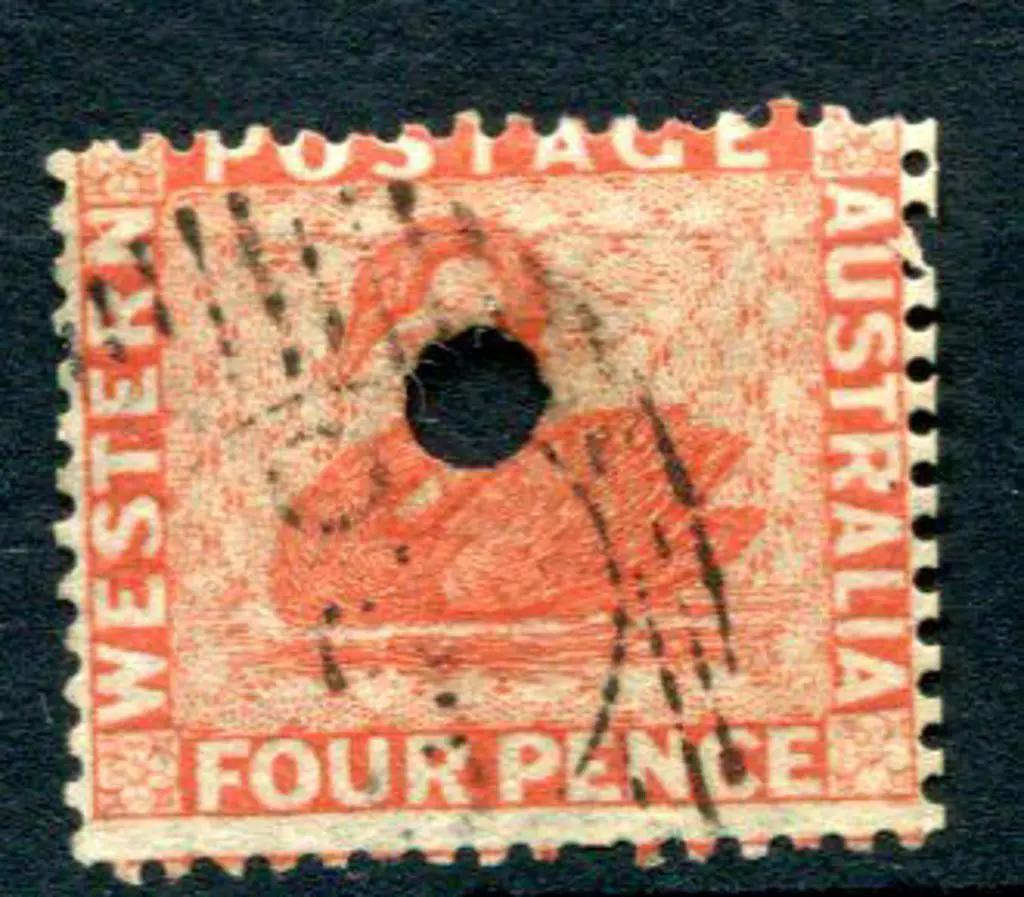 1861 4d vermilion, Perkins Bacon perf.14 with 4mm ... Image 1++