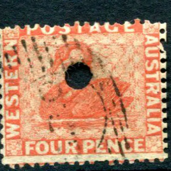 1861 4d vermilion, Perkins Bacon perf.14 with 4mm ...