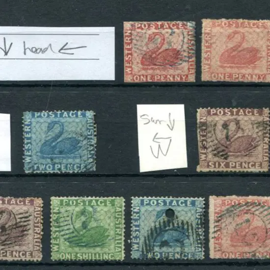1861 1d rose & rose-carmine (4), 2d blue (3), 6d ...