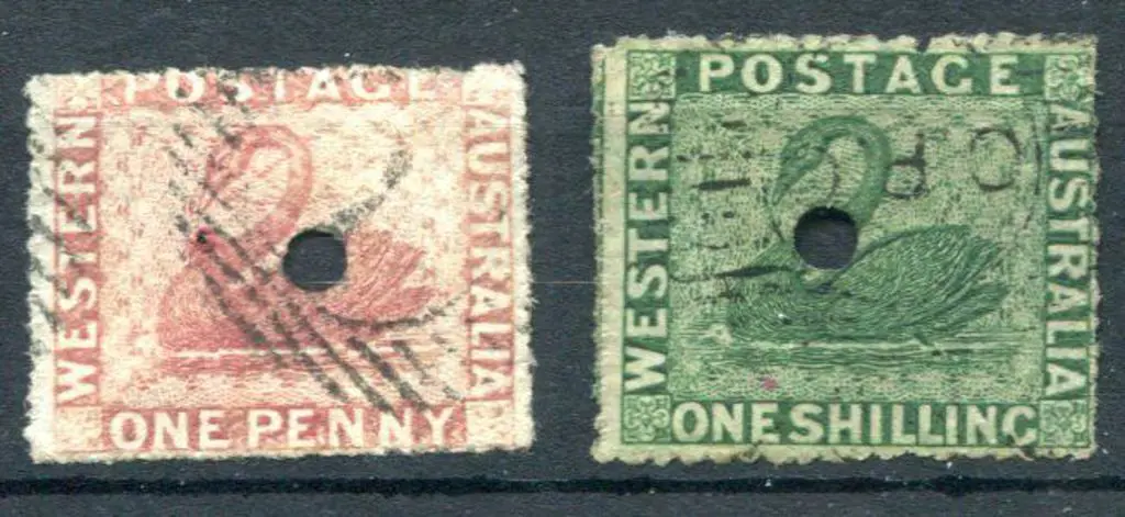 1861 1d rose-carmine & 1/- deep green, Perkins ... Image 1++
