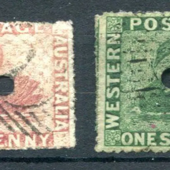 1861 1d rose-carmine & 1/- deep green, Perkins ...