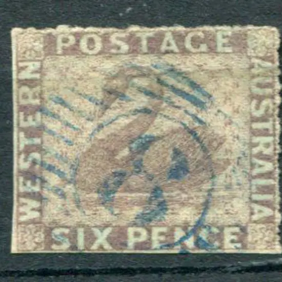 1861 6d purple on blued paper with very rough ...