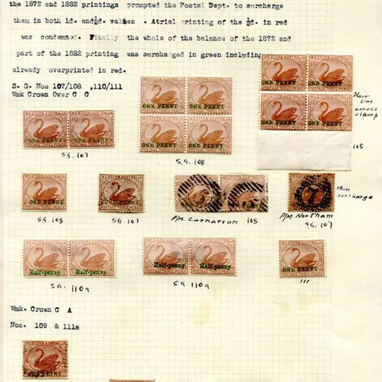 1885 Surcharges with "1d." surcharge in green on ...