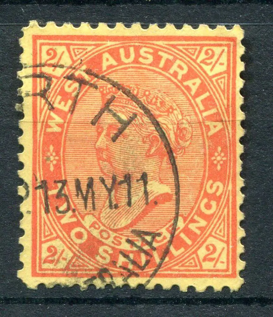 1902 2/- bright red on yellow QV F/U with neat ... Image 1++
