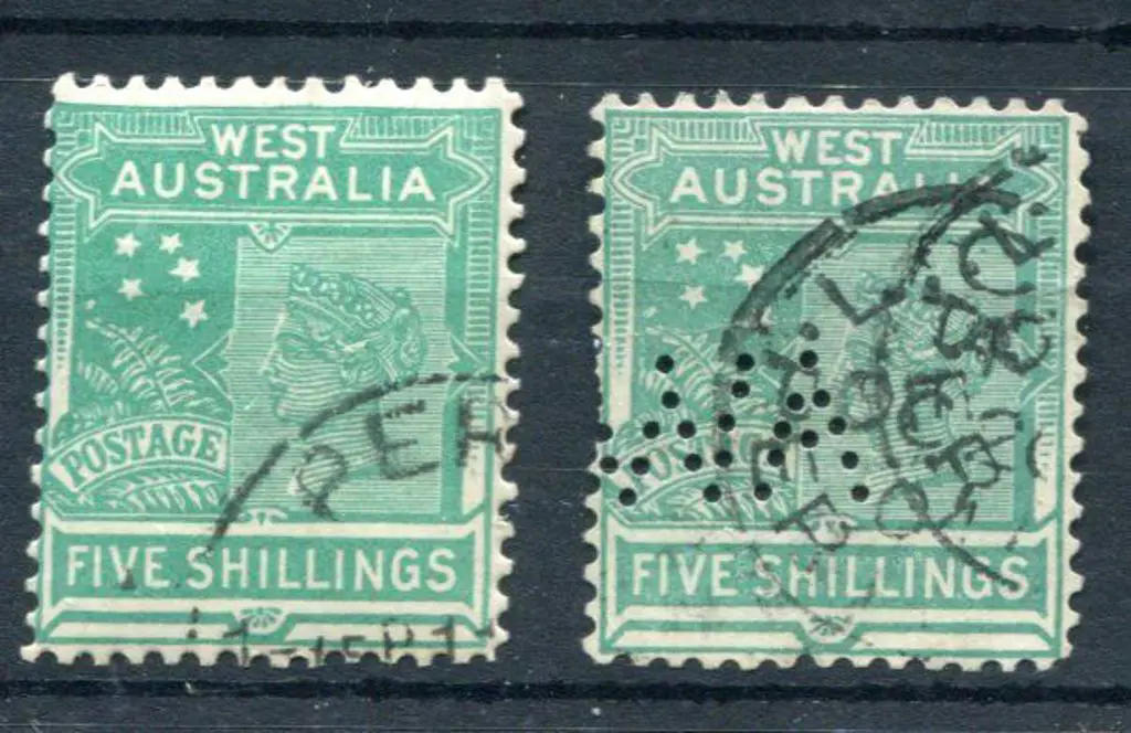 1902 5/- emerald-green CTO with gum plus another ... Image 1++