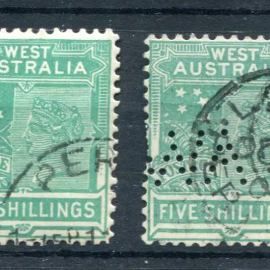 1902 5/- emerald-green CTO with gum plus another ...