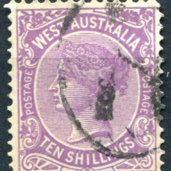 1902 10/- deep mauve. Fine used with neat oval "R" ...