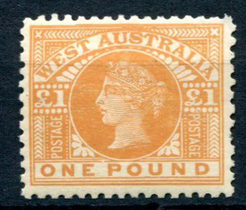 1902 £1 orange. MVLH, 1 short perf at right but ... Image 1++