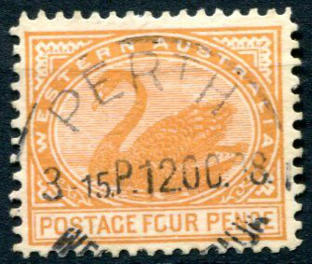 1908 4d pale chestnut swan with the "FCUR" for ... Image 1++
