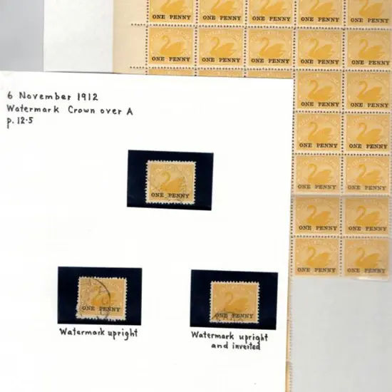 1912 "ONE PENNY" surcharge x 4 with wmk varieties ...