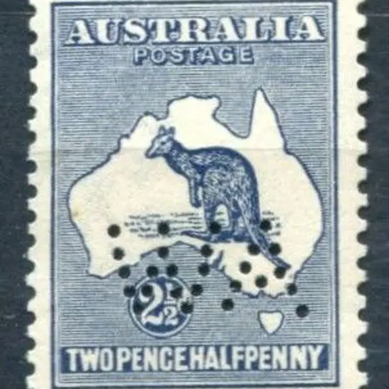 1915 2½d indigo, 2nd wmk kangaroo perfined "WA". A ...