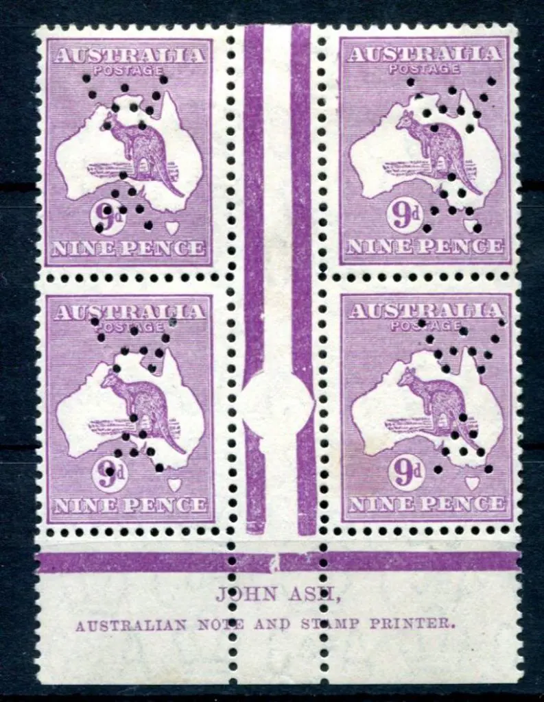 1929/30 9d violet kangaroo with CofA wmk in John ... Image 1++