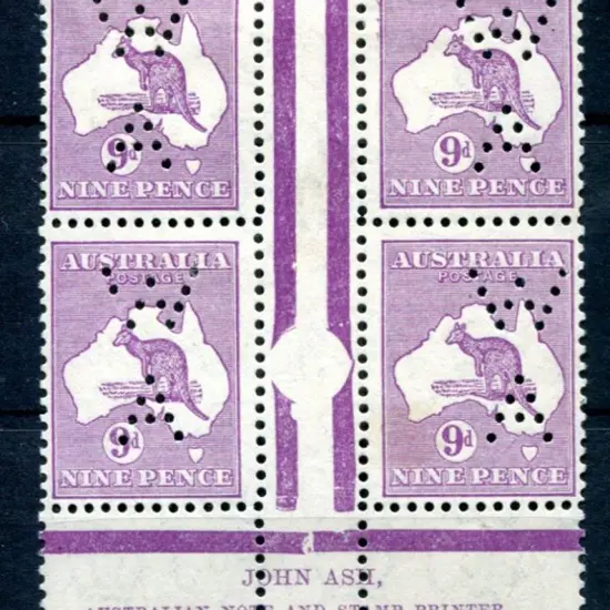 1929/30 9d violet kangaroo with CofA wmk in John ...