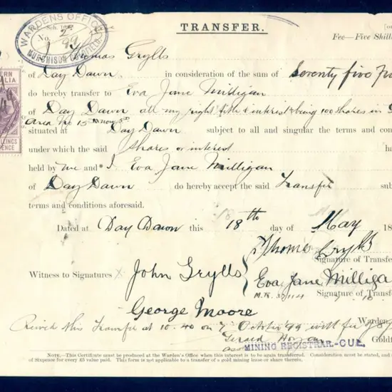 1899 (18th Oct) 7/6d IR tied by dated m/s on ...