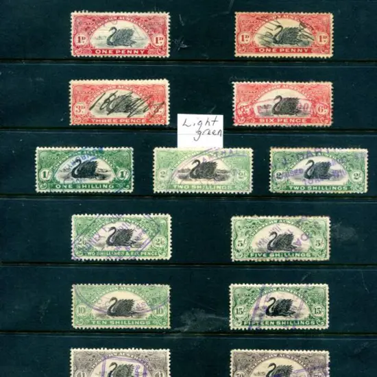 1906 1d to £10 bicolour swan Duty Stamp perf. 11 ...