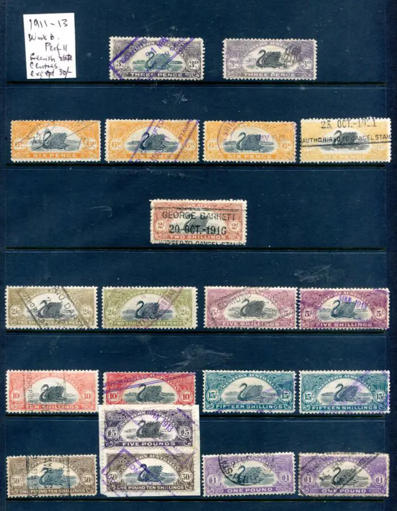 1911/13 3d x 2, 6d x 4, 2/-, 2/6d x 2, 5/- x 2, ... Image 1++