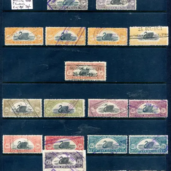1911/13 3d x 2, 6d x 4, 2/-, 2/6d x 2, 5/- x 2, ...