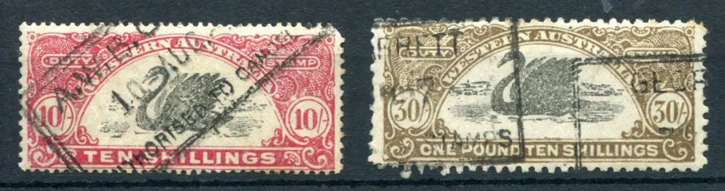 1927 10/- bright carmine, perf. 14½x13½ plus 30/- ... Image 1++