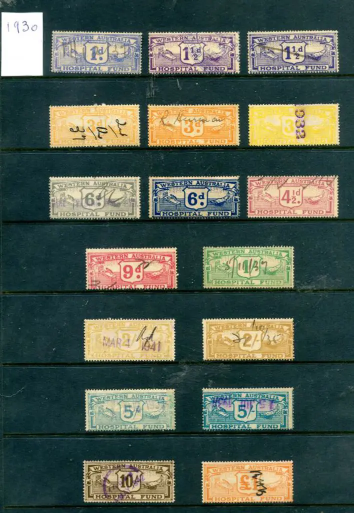 1930 Hospital Fund with 1d, 1½d in 2 shades, 3d in ... Image 1++