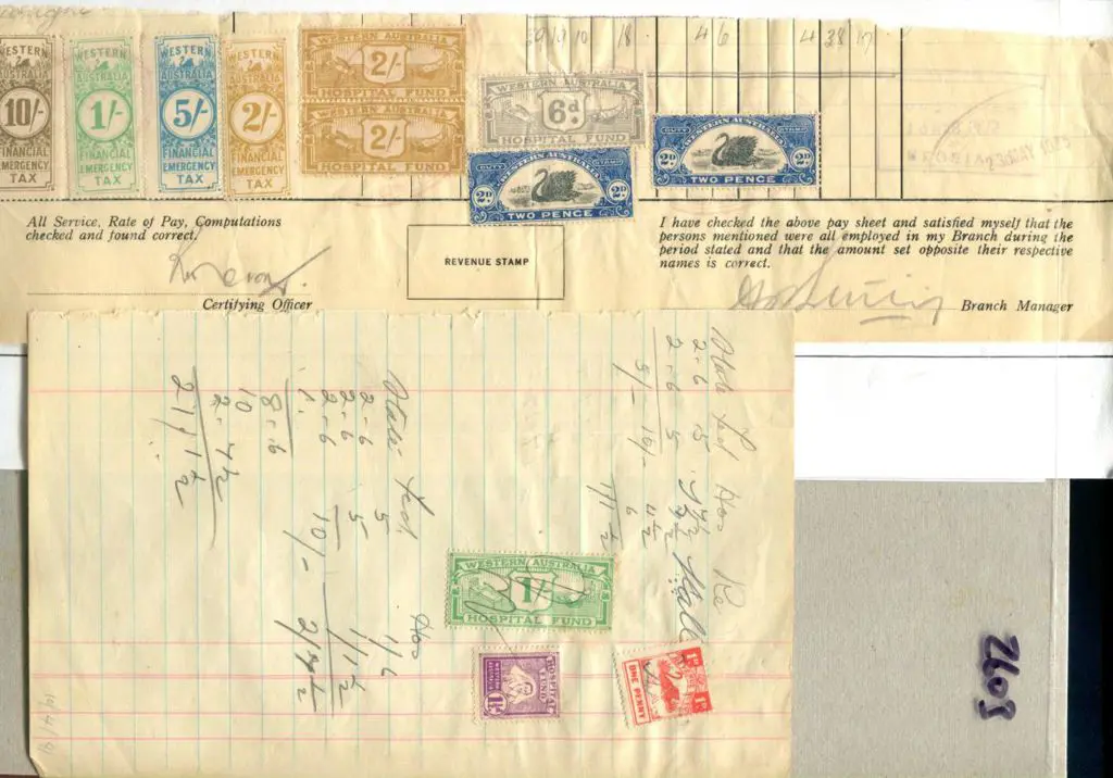 1935 Long piece of page from Wages book with ... Image 1++