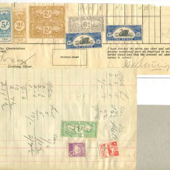 1935 Long piece of page from Wages book with ...