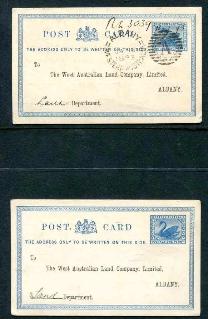 1879 1d blue P/C 2 x 2 cards. Both PTPO for "The ... Image 1++