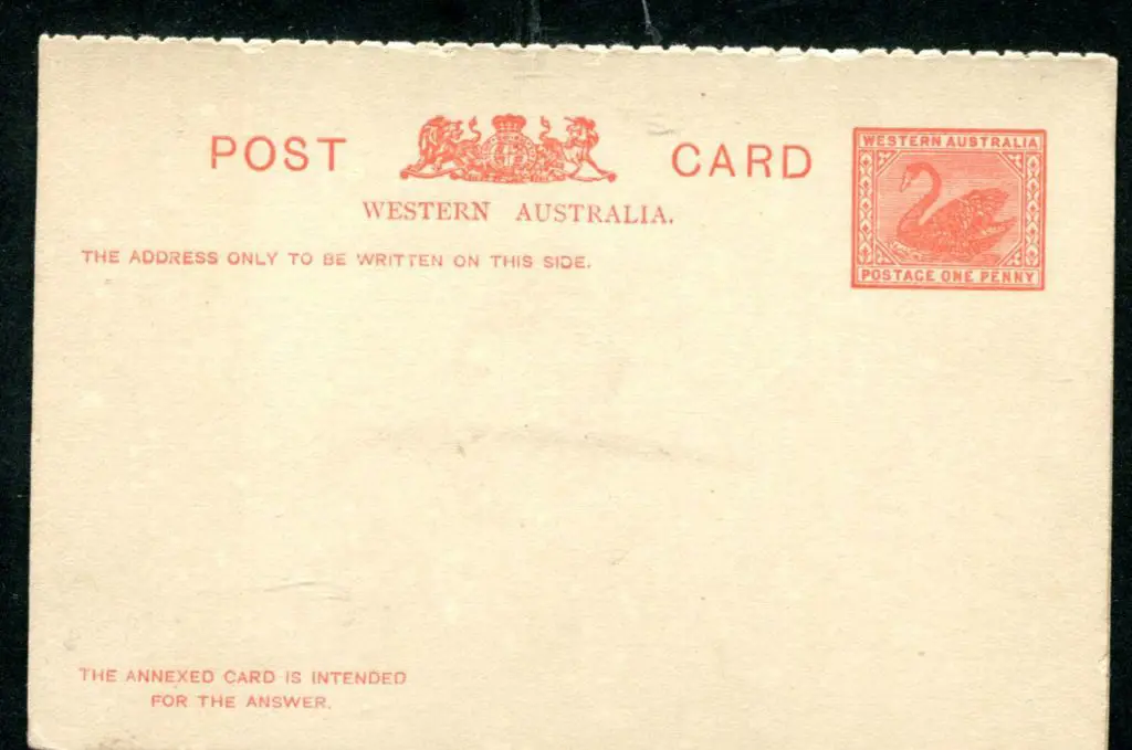 1902 1d + 1d red swan unseparated Reply Post Card. ... Image 1++