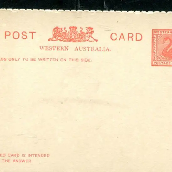 1902 1d + 1d red swan unseparated Reply Post Card. ...