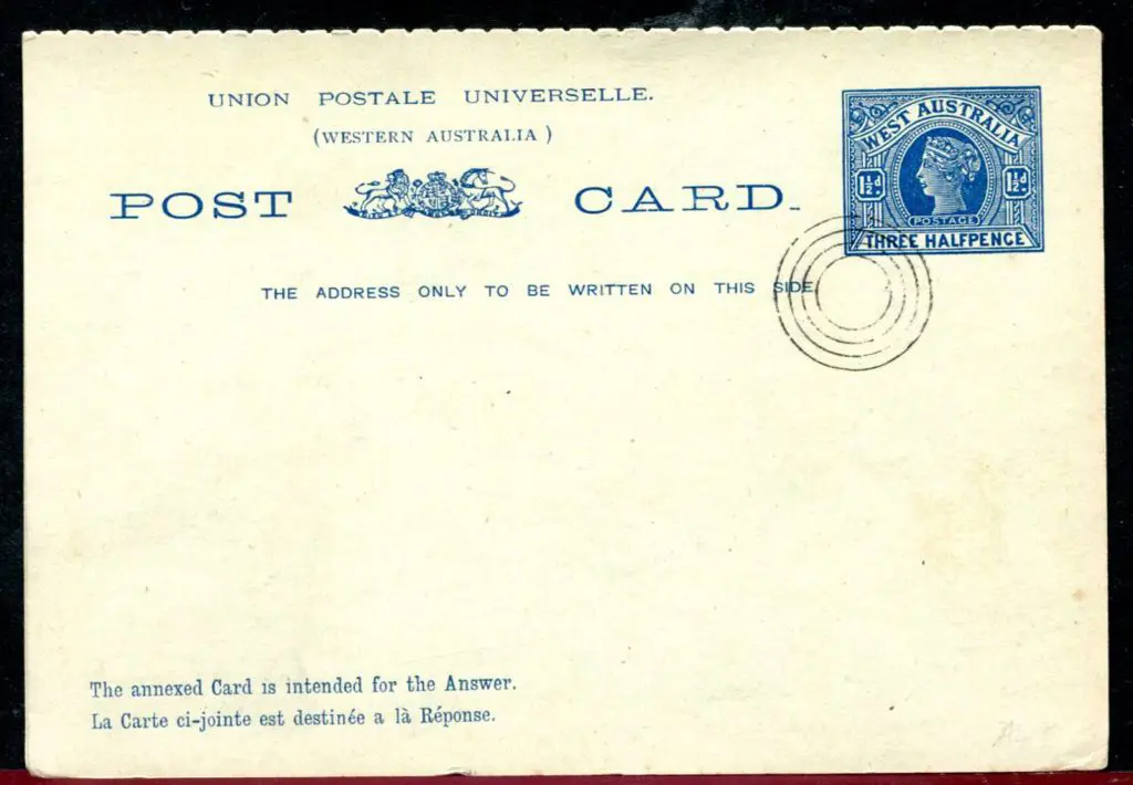1902 1½d + 1½d blue swan Reply Post Card CTO with ... Image 1++