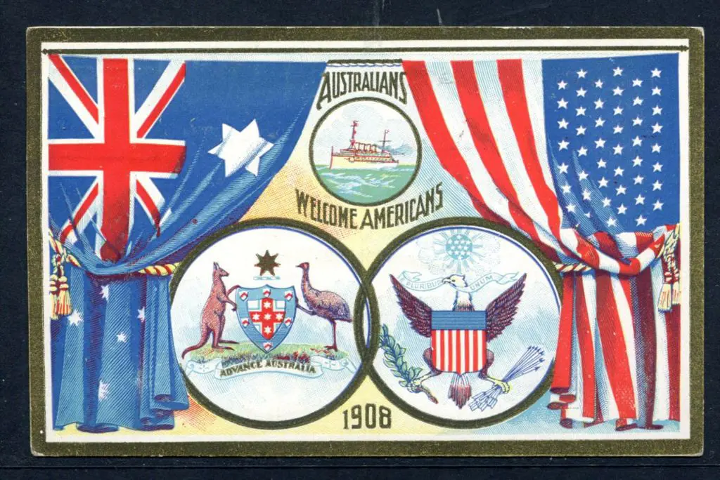 1908 1d blue American Fleet Postcard (PC 16). Fine ... Image 1++
