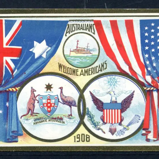 1908 1d blue American Fleet Postcard (PC 16). Fine ...