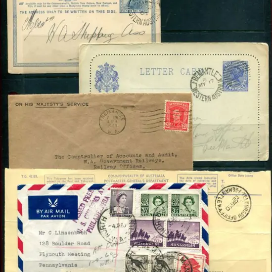 1901 1d blue Post Card to Fremantle merchants ...